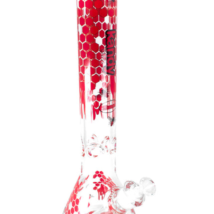 Kandy Glass Water Pipe 15" Beaker Base W/9mm Thickness & Colored Honeycomb Design