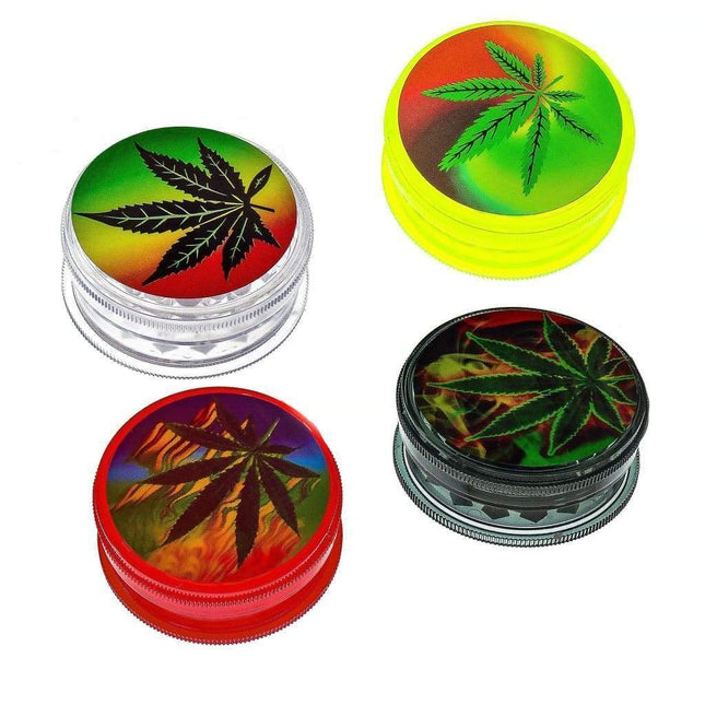 Leaf 2 part Tobacco Grinder Assorted Colors On sale